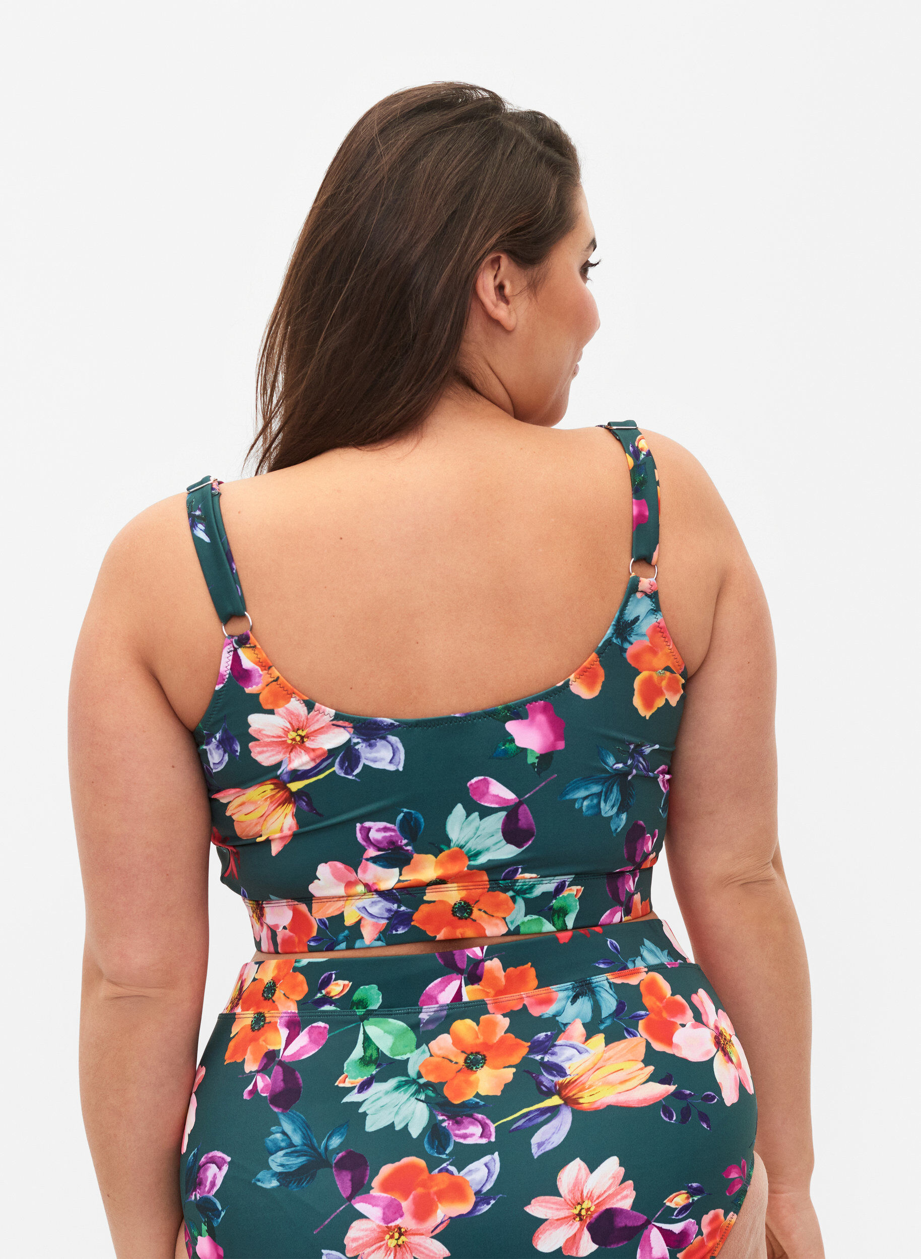 Zizzi Kuosillinen bikiniyl&auml;osa s&auml;&auml;dett&auml;vill&auml; olkaimilla, Meave Print, Model image number 1