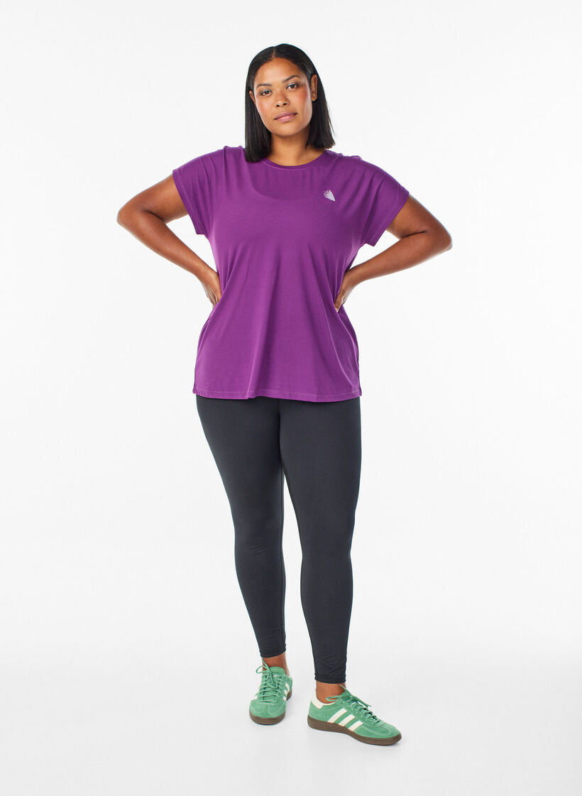 Yksiv&auml;rinen treeni-T-paita, Violetti, Model image number 1
