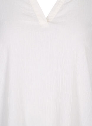 Puuvillasta ja pellavasta valmistettu raidallinen mekko, White, Packshot image number 2