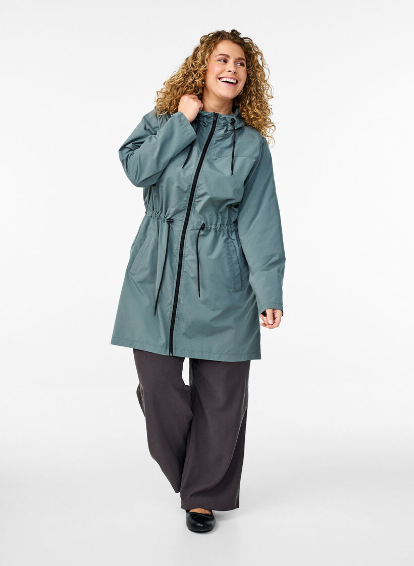 Kevyt hupullinen parka, Vihre&auml;, Model image number 1