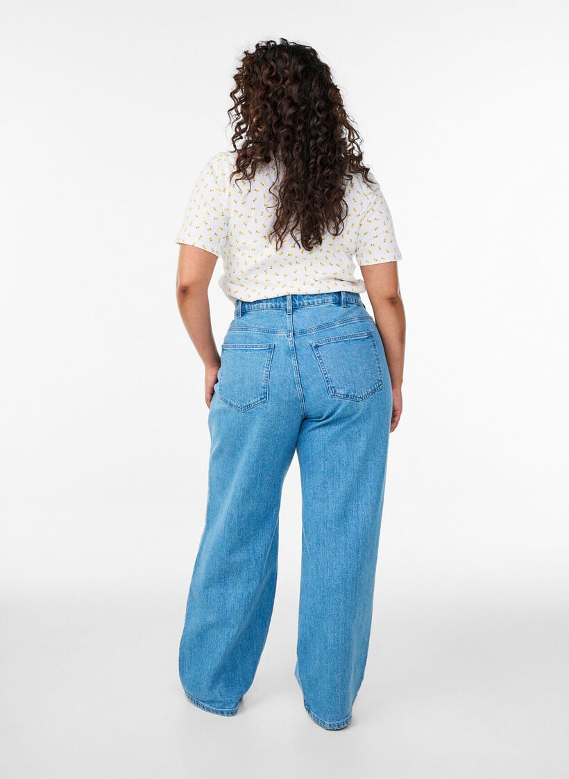 Puuvillainen T-paita kauttaaltaan printill&auml;, Valkoinen, Model image number 2