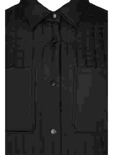 Tikattu takki rintataskulla ja kauluksella , Black, Packshot image number 2