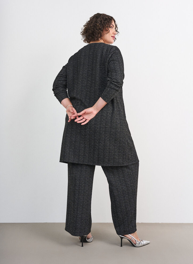 Suorat boucl&eacute;-housut, Musta, Model image number 1