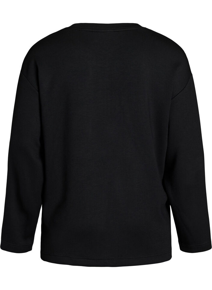 Rento jersey-pusero viistolla r&ouml;yhel&ouml;yksityiskohdalla, Musta, Packshot image number 1