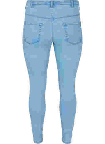 Kropatut Amy-farkut vetoketjulla, Light blue denim, Packshot image number 1