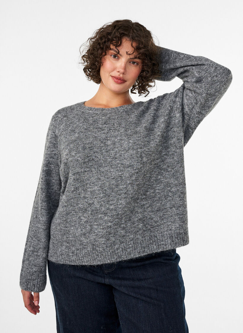 V&auml;lj&auml; neulepusero py&ouml;re&auml;ll&auml; p&auml;&auml;ntiell&auml;, Harmaa, Model image number 0
