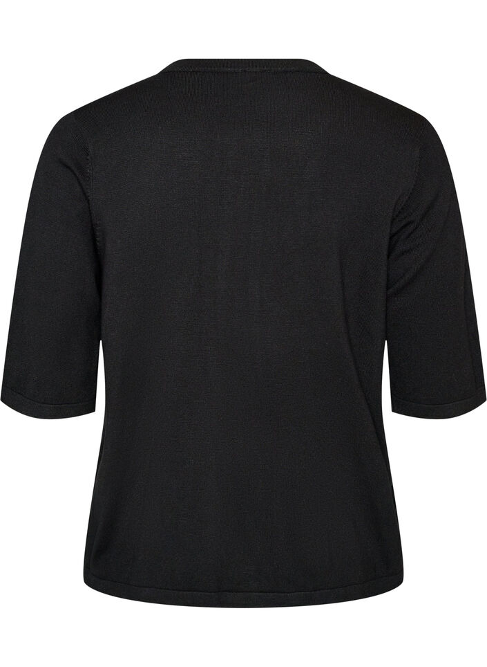 Neulecardigan syd&auml;nnapeilla ja lyhyill&auml; hihoilla, Musta, Packshot image number 1