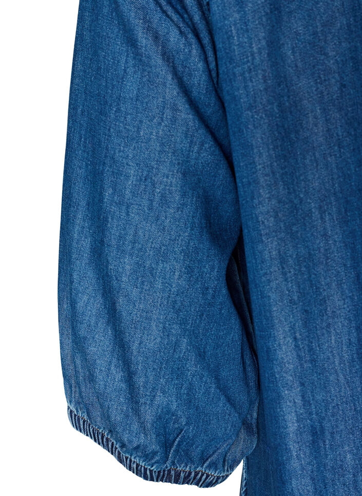 Denim-maximekko r&ouml;yhel&ouml;kerroksilla, Sininen, Packshot image number 3