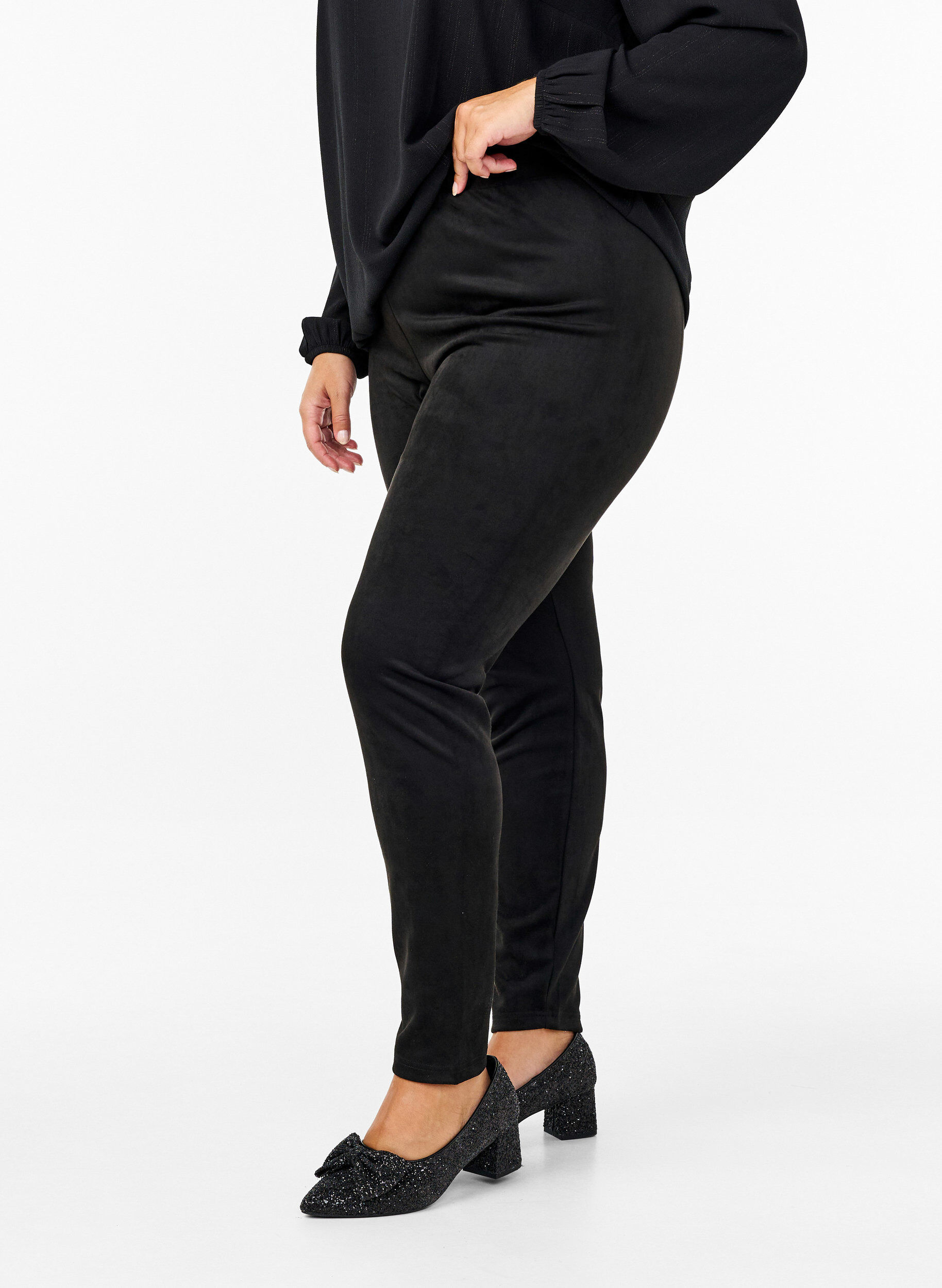ZizziLeggingsit mokkanahkaj&auml;ljitelm&auml;&auml;, Black, Model image number 0