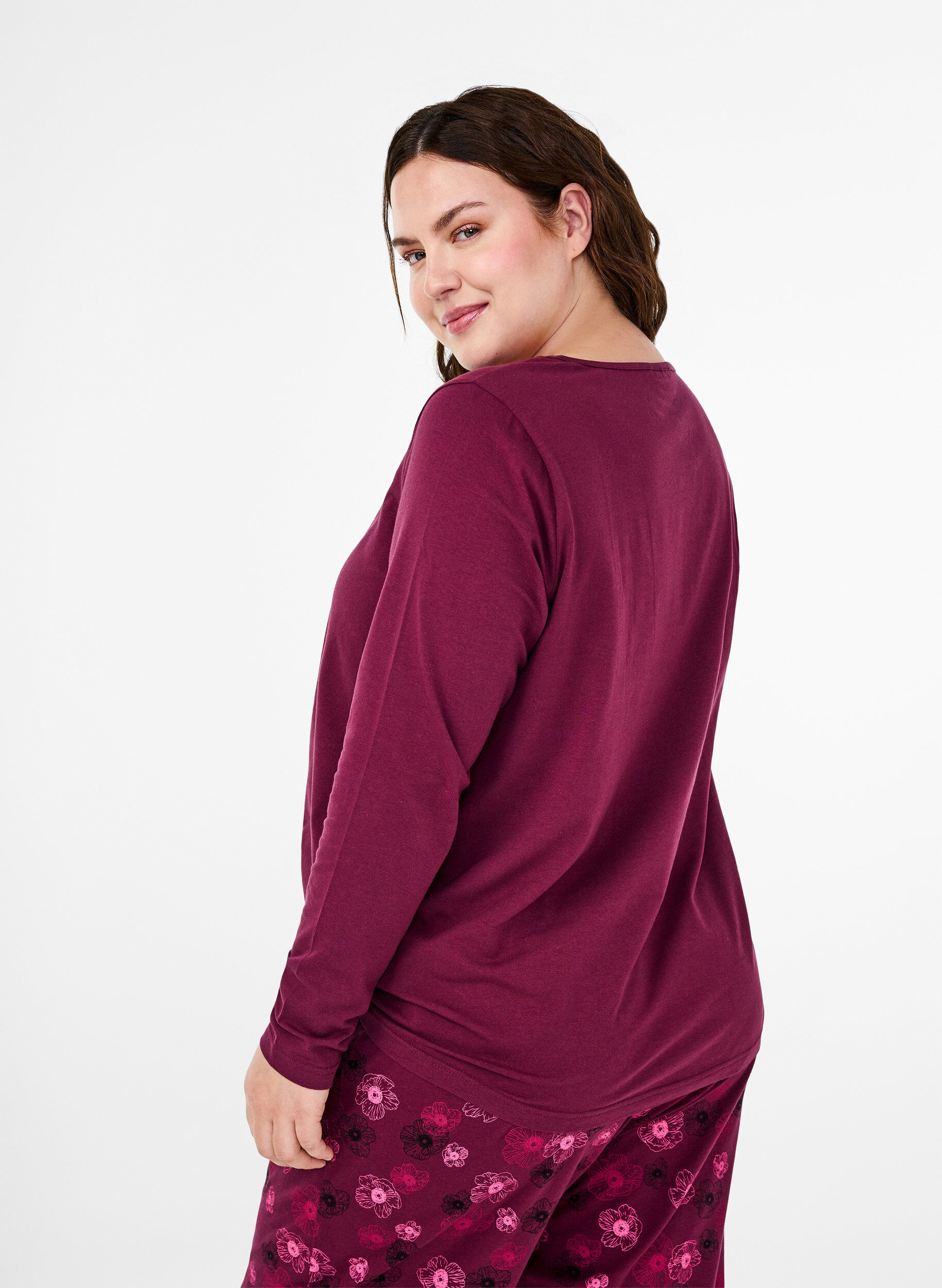 Zizzi Puuvillainen y&ouml;paita tekstipainatuksella, Punainen, Model image number 2