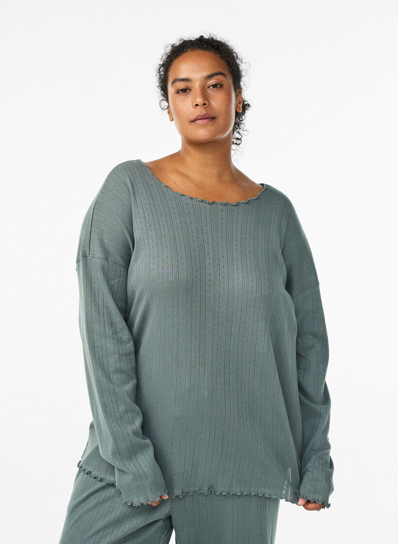 Yöpaita luomupuuvillasta, Vihreä, Model image number 0