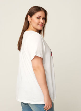 Lyhythihainen T-paita Printillä, Bright White, Model image number 1