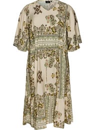 Kuviollinen midimekko viskoosista vy&ouml;ll&auml;, Vihre&auml;