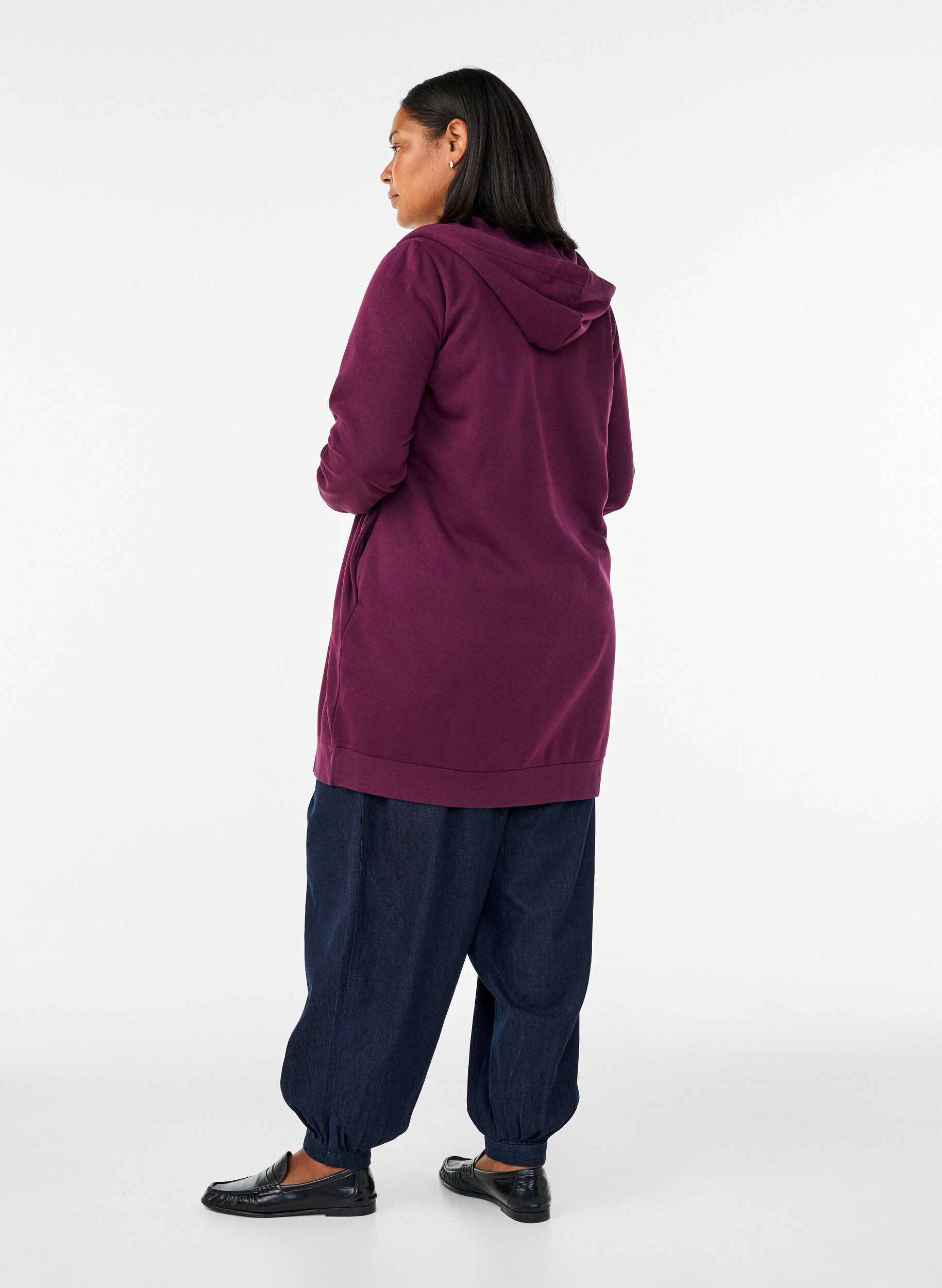 ZizziPitk&auml; huppari vetoketjulla ja taskuilla, Violetti, Model image number 2