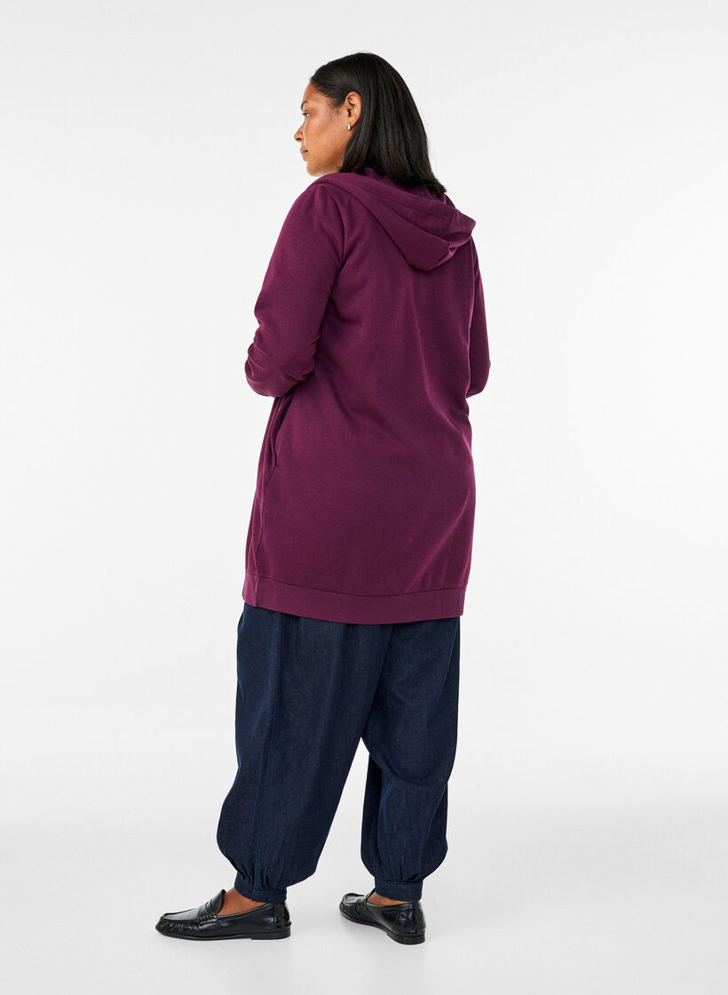 Pitk&auml; huppari vetoketjulla ja taskuilla, Violetti, Model image number 2
