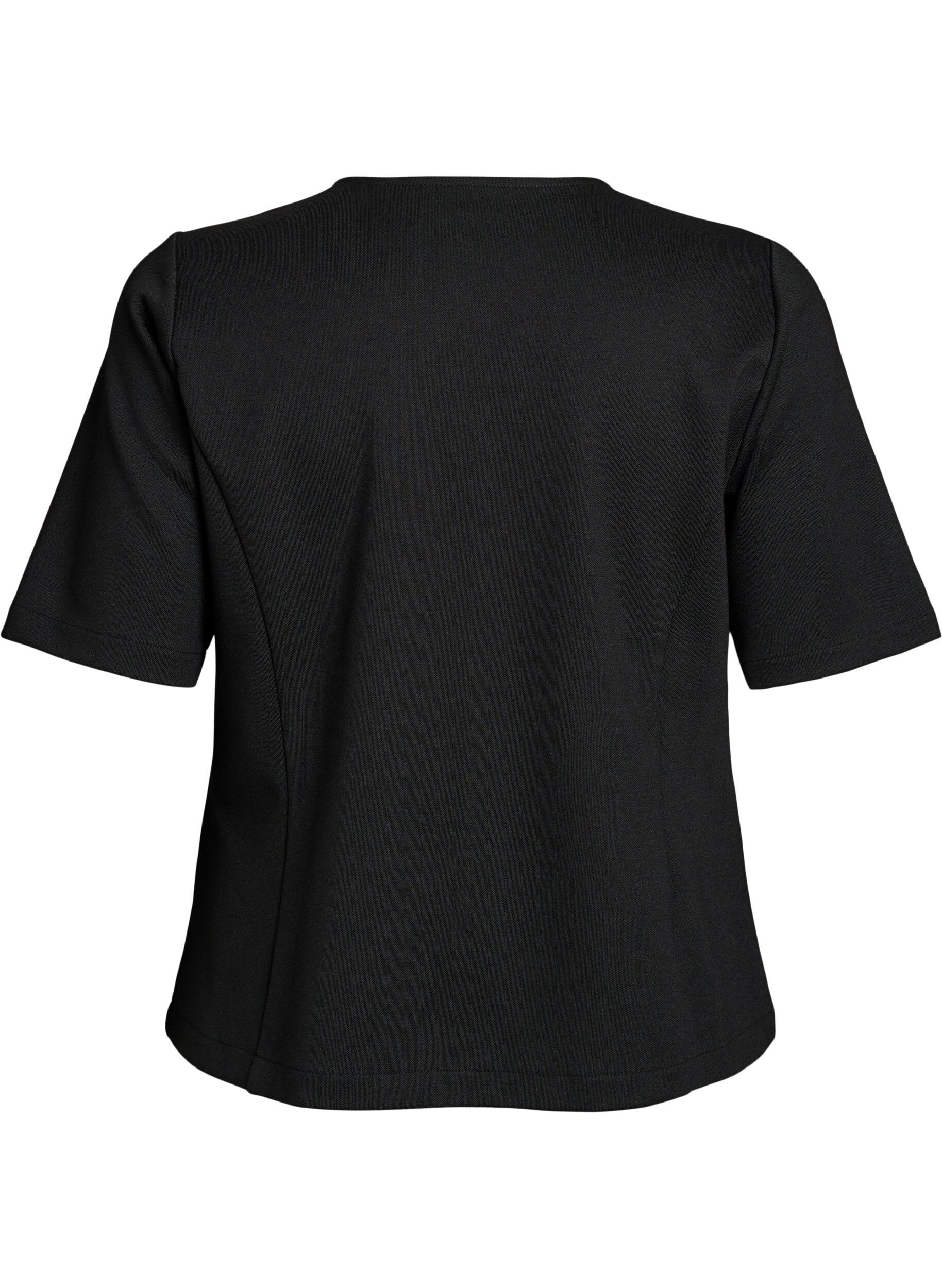 Zizzi Pusero, jossa ep&auml;symmetrinen kietaisuefekti ja lyhyet hihat, Musta, Packshot image number 1