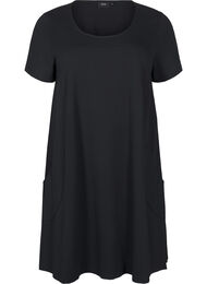 Jerseymekko lyhyill&auml; hihoilla ja taskuilla, Musta