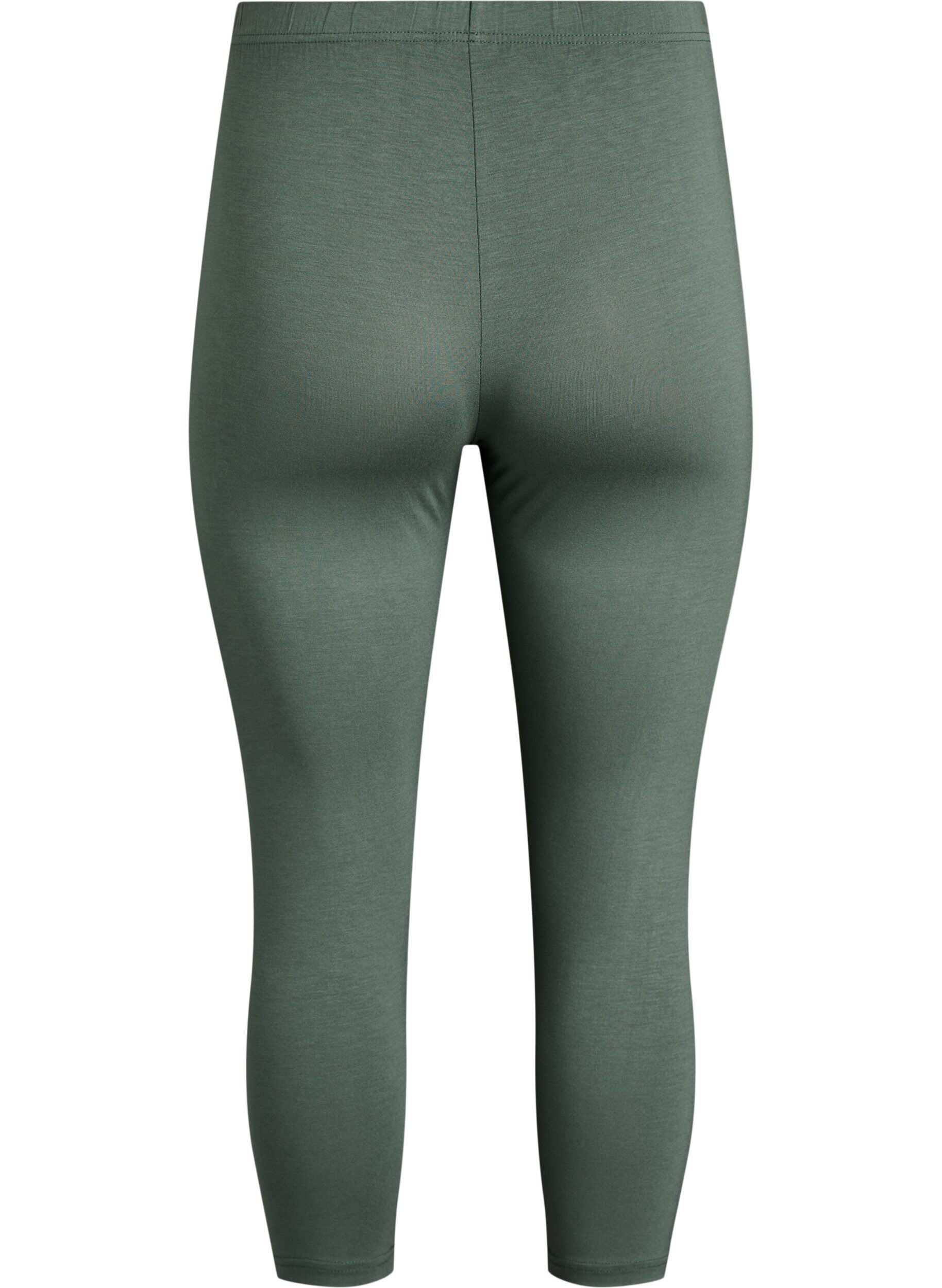 Zizzi3/4-pituiset viskoosileggingsit, Vihre&auml;, Packshot image number 1