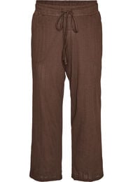 Luomupuuvillaiset pyjamahousut rei&rsquo;itetyll&auml; kirjailulla, Ruskea