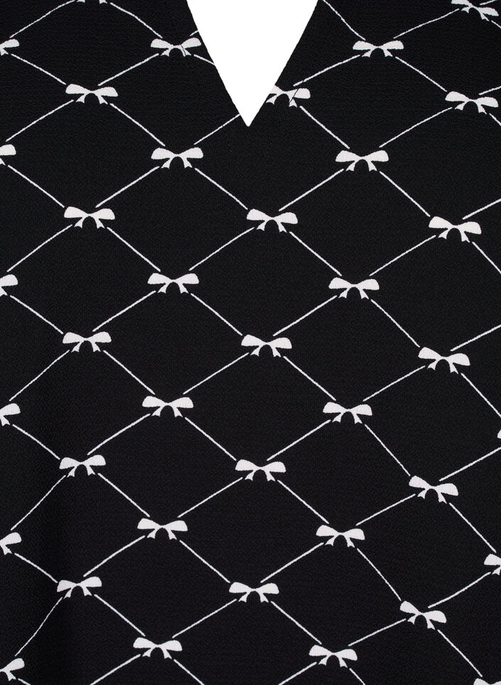 V-kaula-aukkoinen pusero rusettikuviolla, Black Bow AOP, Packshot image number 2