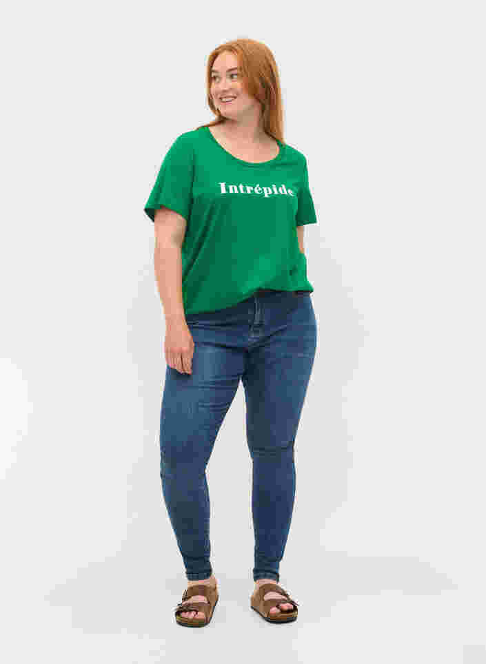 Lyhythihainen puuvillainen t-paita tekstipainatuksella, Jolly Green, Model image number 2