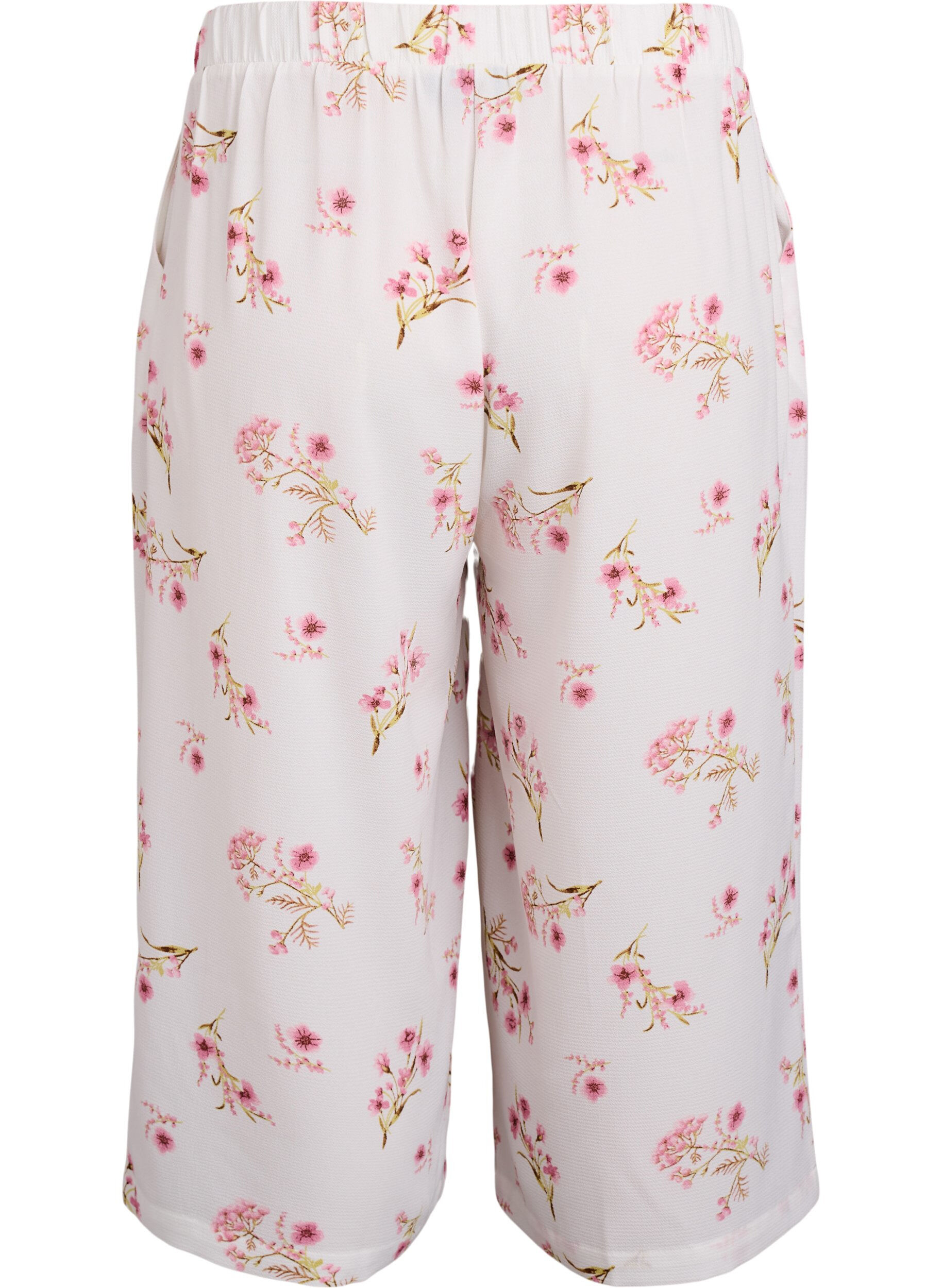 Zizzi Culottes-housut kuosilla, Valkoinen, Packshot image number 1