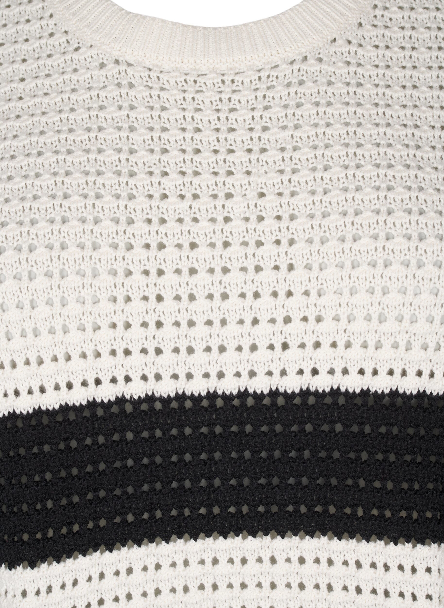 Zizzi Pitk&auml;hihainen raidallinen neulepusero, Valkoinen, Packshot image number 2