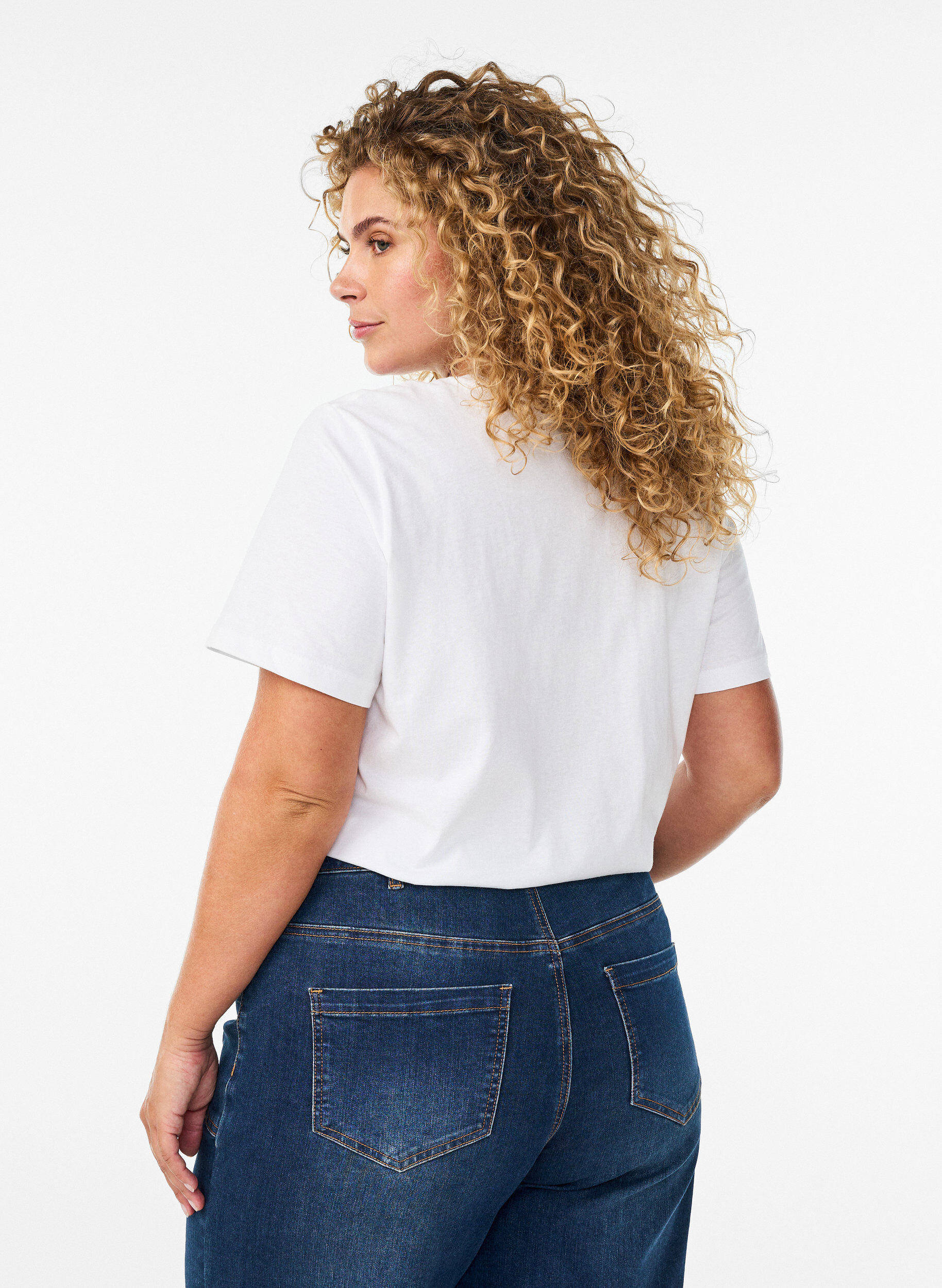 ZizziLuomupuuvillainen T-paita sitrusprintill&auml;, Valkoinen, Model image number 2