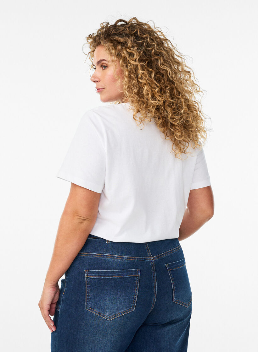 Luomupuuvillainen T-paita sitrusprintill&auml;, Valkoinen, Model image number 2