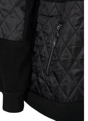 Sporttinen fleecetakki hupulla ja taskuilla, Black, Packshot image number 3