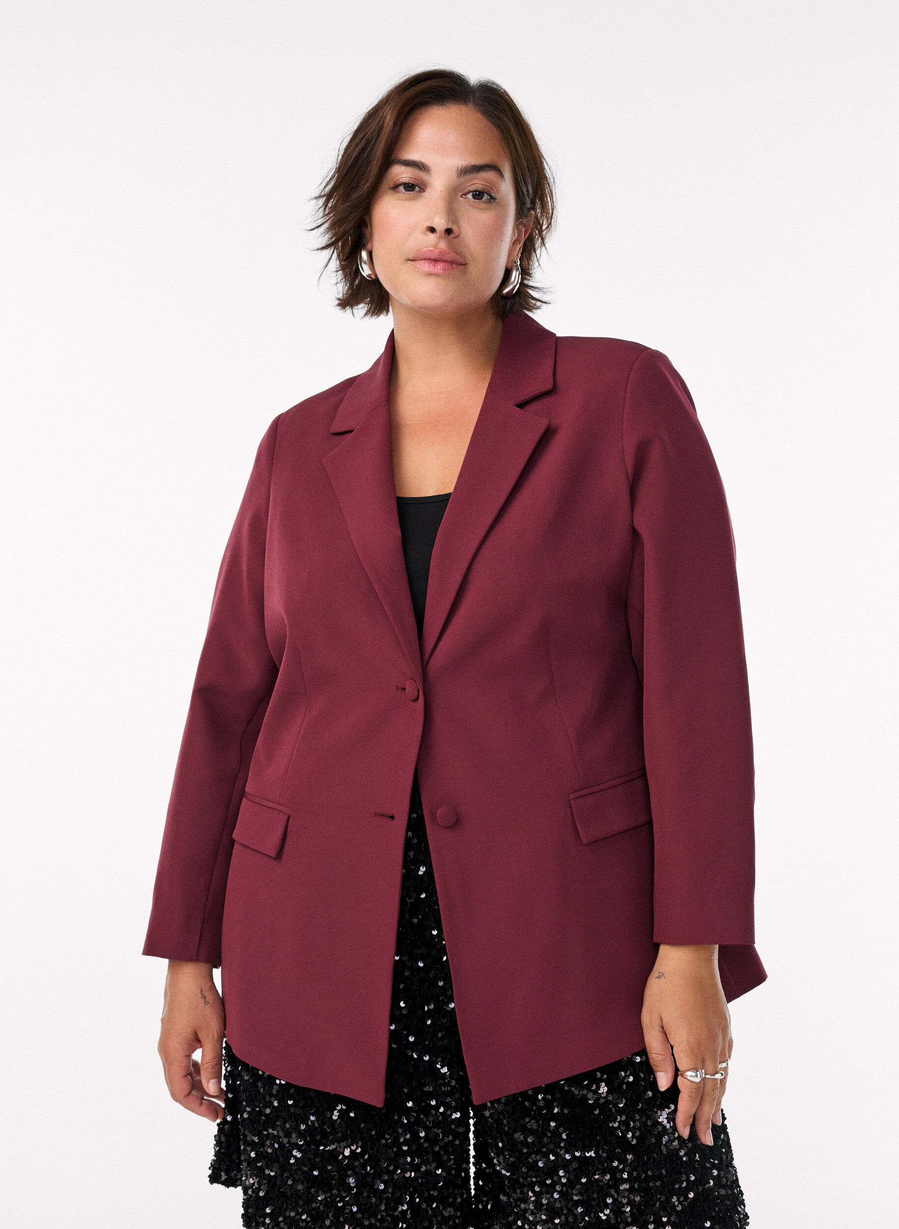 ZizziKlassinen bleiseri nappikiinnityksell&auml;, Punainen, Model image number 0