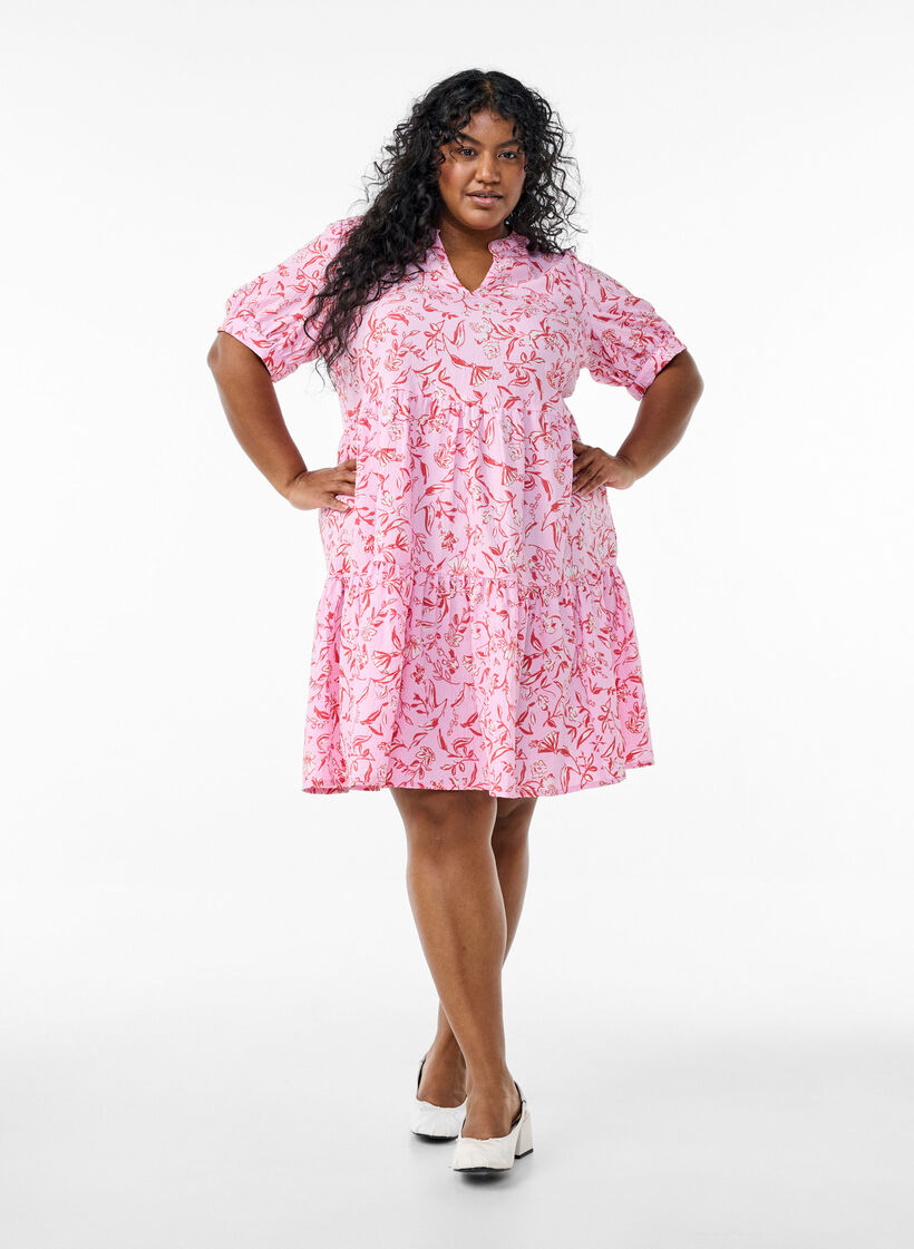 Lyhyt A-linjainen mekko, Violetti, Model image number 1