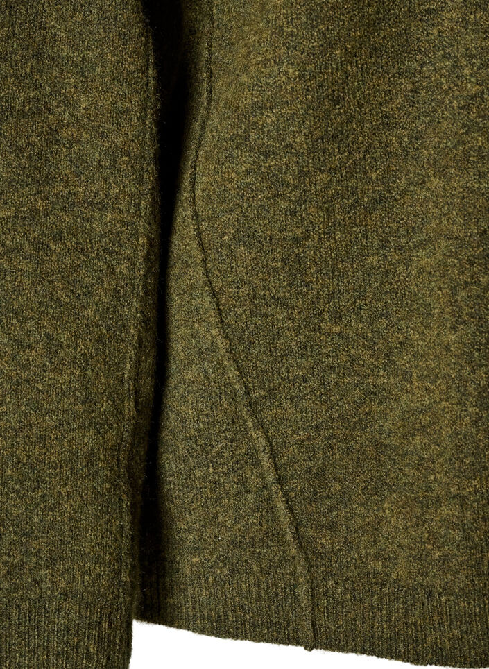 V&auml;lj&auml; neulepusero, jossa n&auml;kyv&auml;t saumat, Vihre&auml;, Packshot image number 3