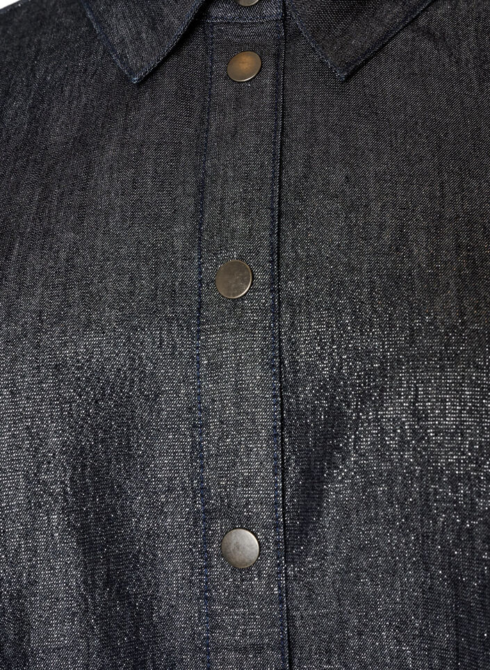 Denim-paita glitterlangalla ja 3/4-hihat, Harmaa, Packshot image number 2