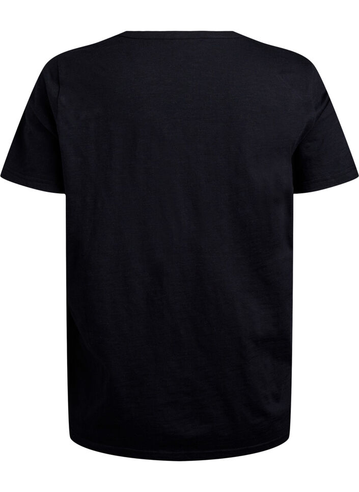 T-paita nappiyksityiskohdalla, Musta, Packshot image number 1