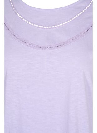 T-paita puuvillaa pitsillä, Lavender, Packshot image number 2