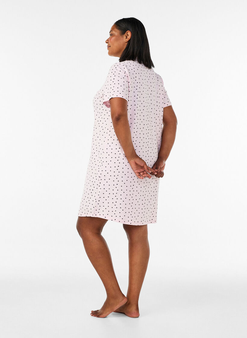 Puuvillainen y&ouml;paita nappikiinnityksell&auml;, Vaaleanpunainen, Model image number 2