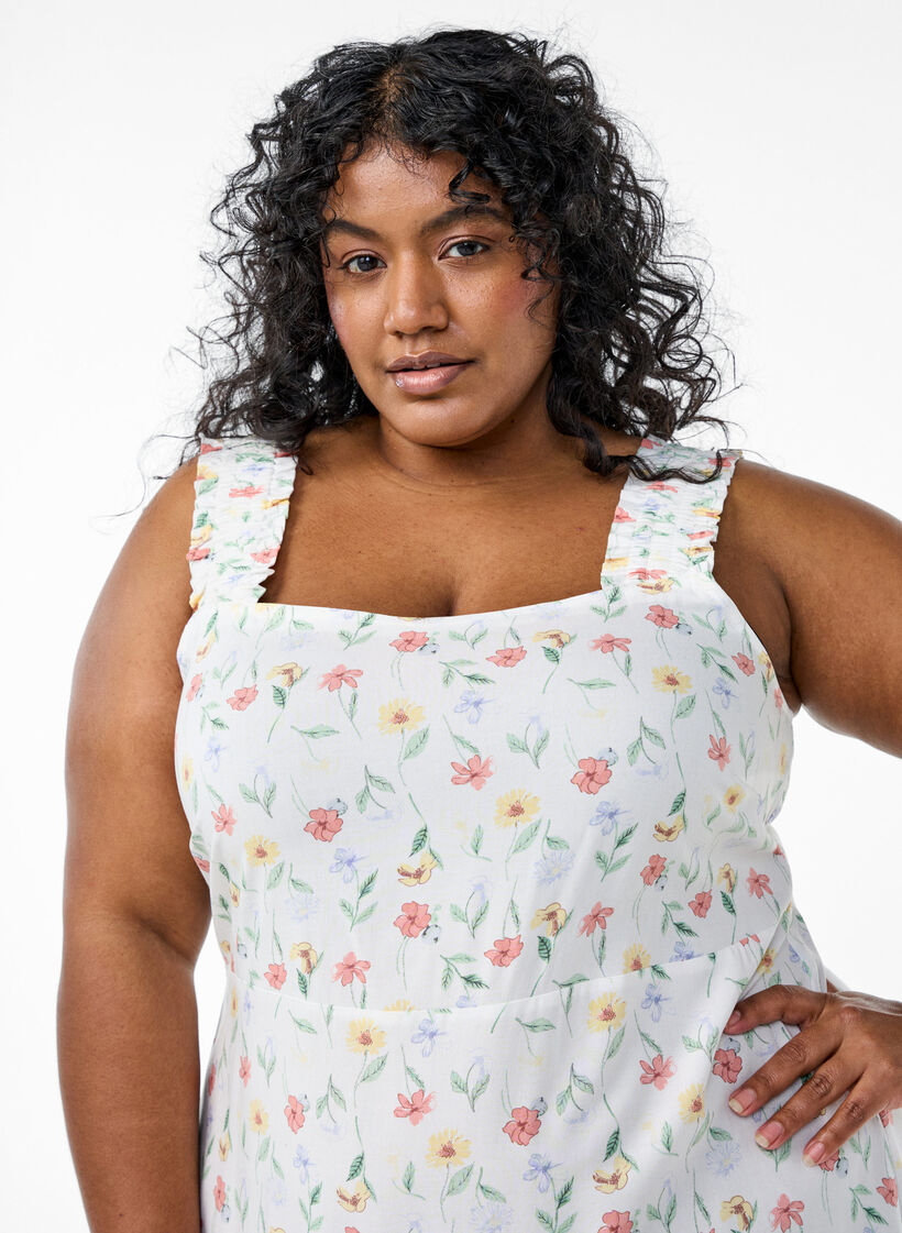 Kes&auml;mekko leveill&auml; olkaimilla, Valkoinen, Model image number 2
