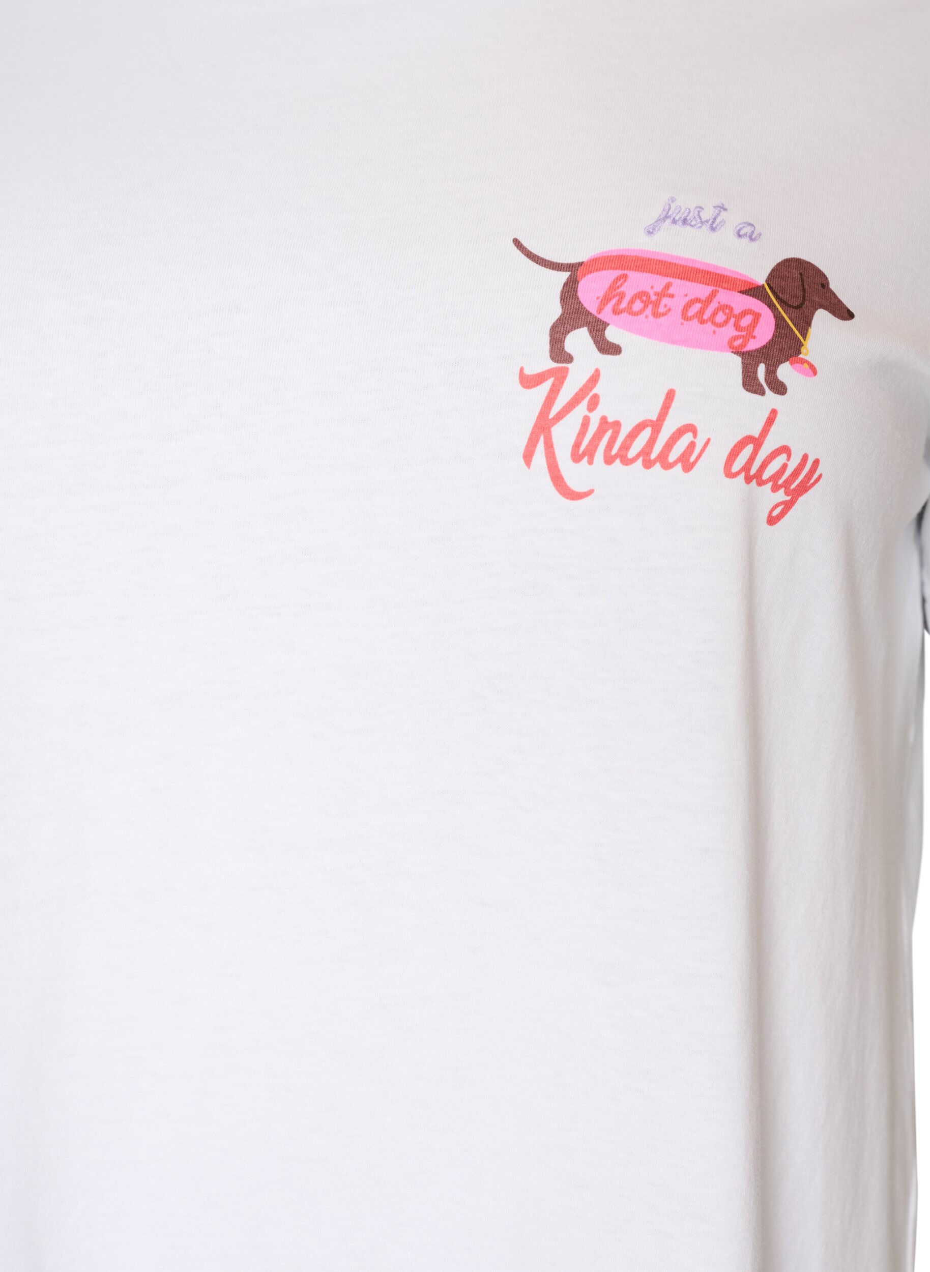 ZizziPuuvillainen T-paita rintaprintill&auml;, Valkoinen, Packshot image number 2