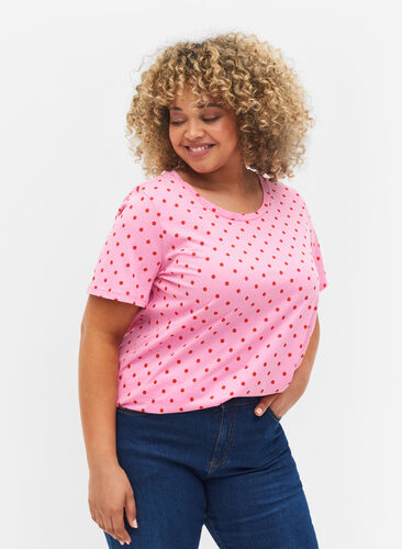 Pilkullinen t-paita puuvillasta, Prism Pink W. Dot, Model image number 0