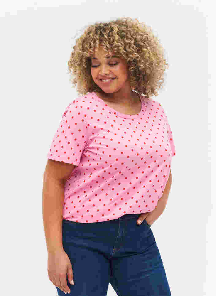 Pilkullinen t-paita puuvillasta, Prism Pink W. Dot, Model
