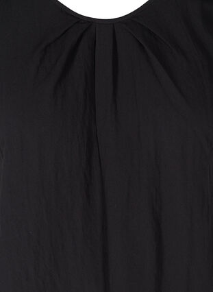Lyhythihainen viskoosipusero pyöreällä pääntiellä, Black, Packshot image number 2