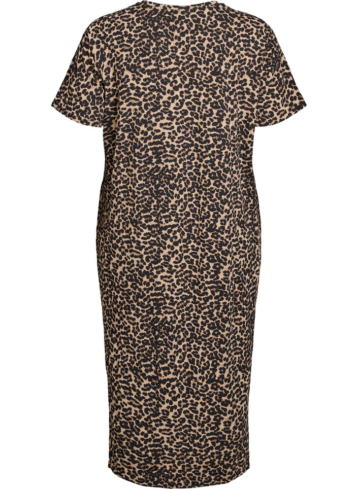 V-aukkoiset midi T-paitamekot, Ruskea, Packshot image number 1