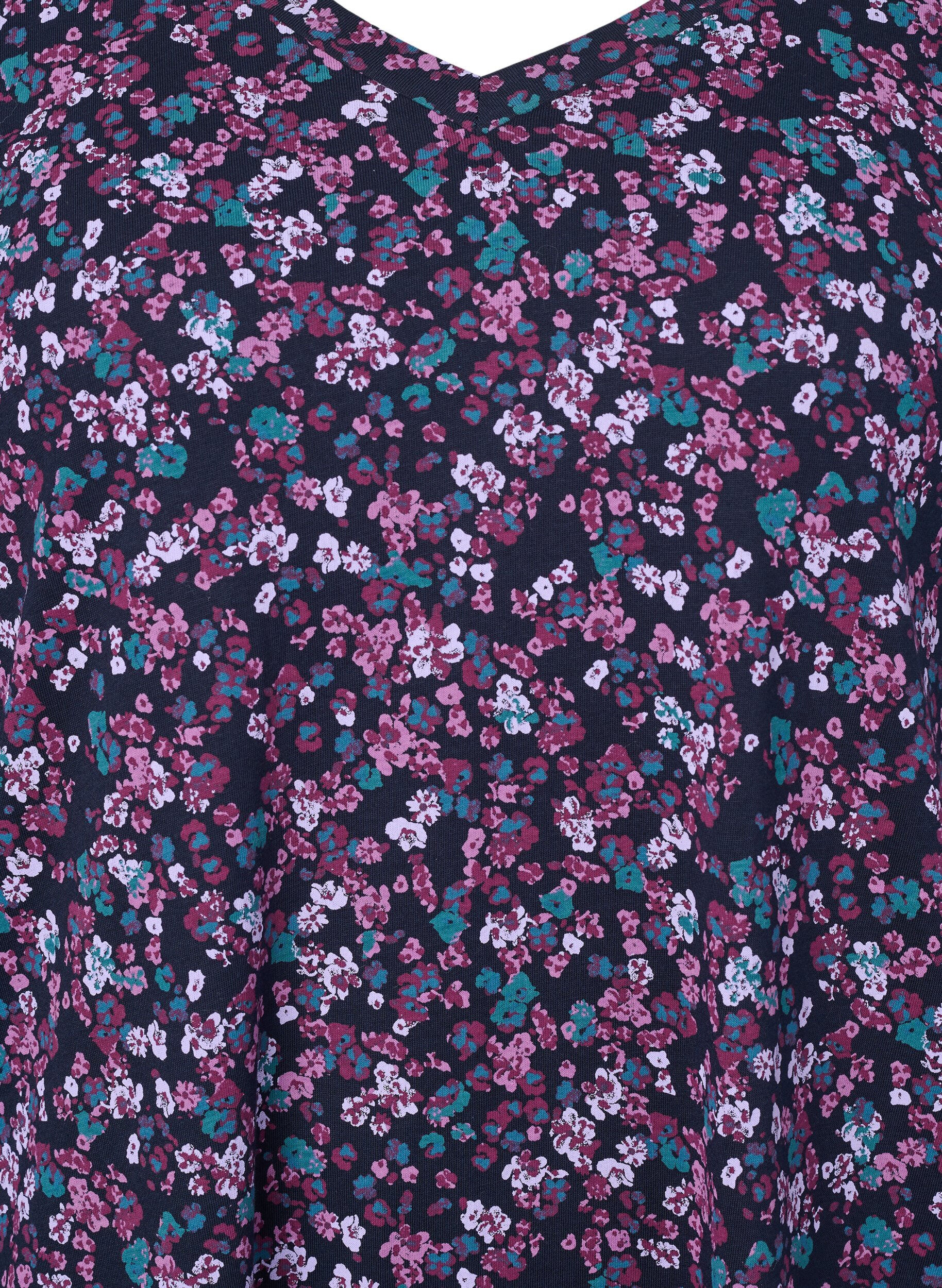 Zizzi Pitk&auml;hihainen puuvillainen y&ouml;paita, Night Sky Disty AOP, Packshot image number 2