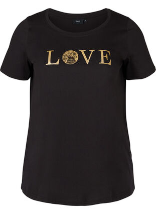 Lyhythihainen t-paita printillä , Black w. Love, Packshot image number 0