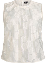 Hihaton toppi kukallisella jacquard-tekstuurilla, Vanilja