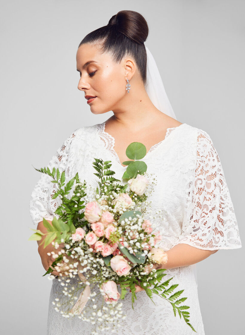 Pitsinen häämekko halkiolla, Star White, Image image number 0