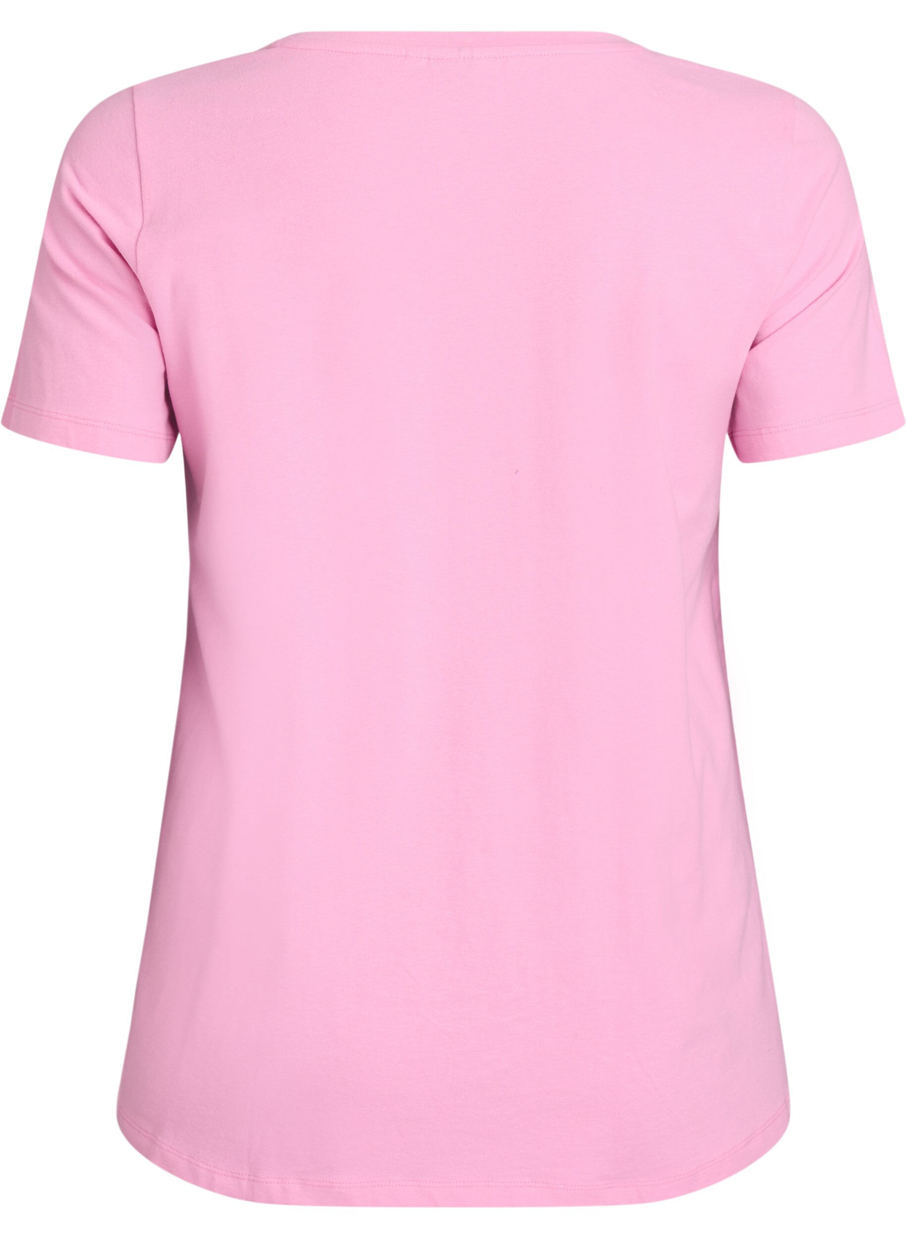 ZizziYksiv&auml;rinen peruspuuvillainen T-paita, Vaaleanpunainen, Packshot image number 1