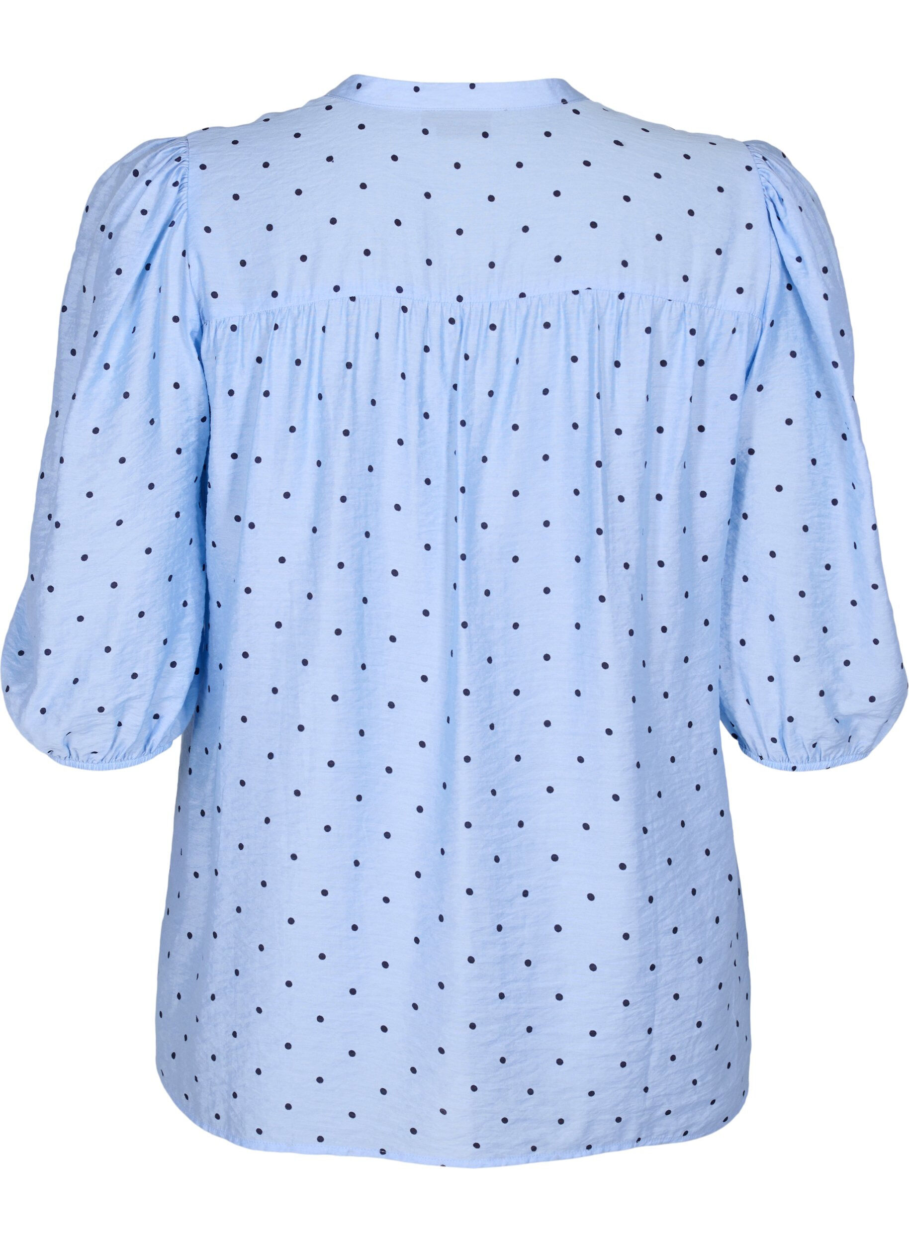 Zizzi Pilkullinen viskoosipusero 3/4-hihoilla, Light Blue Dot, Packshot image number 1