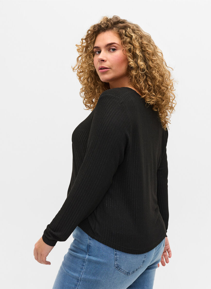 Ribattu neuletakki nyörillä, Black, Model image number 1